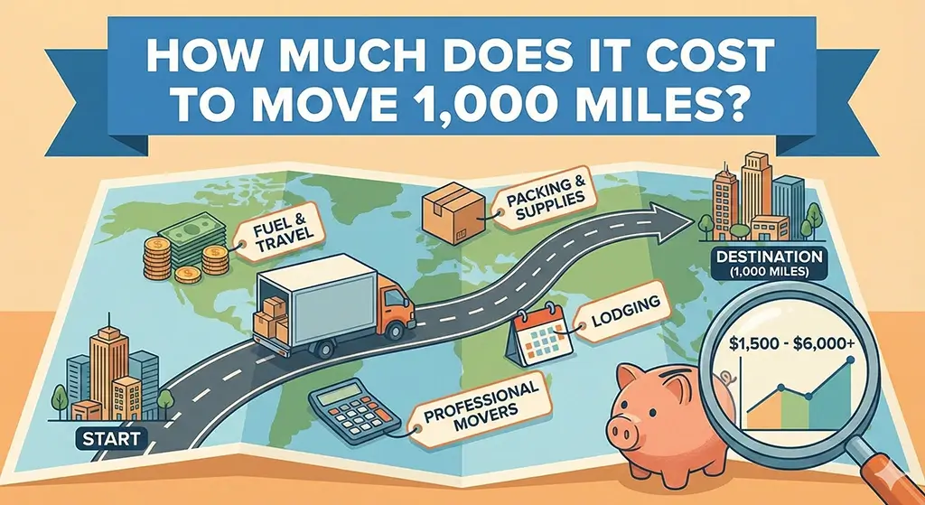 Cost to move 1000 miles with moving truck and boxes